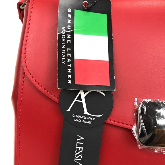 made in Italy flap leather satchel handbag bag - Picture 2 of 8